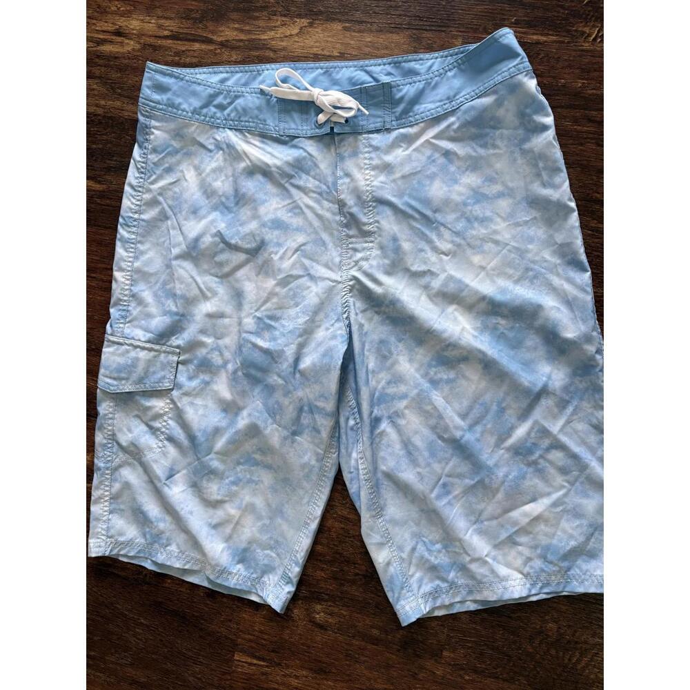 American Tall Men's 38/XT Blue Cloud Print Swim Board Shorts Mesh Lining